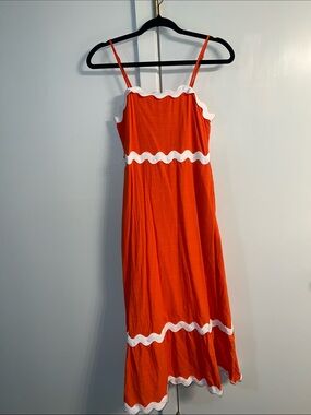 Amazon Orange Maxi Dress with White Trim